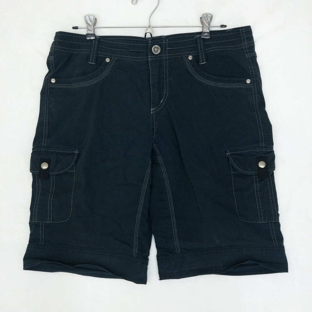 KUHL Splash Cargo Shorts Womens Size 10 Black Patina Dye Hiking Utility Outdoor